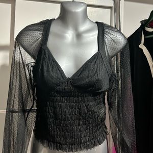 Free People sheer top in black